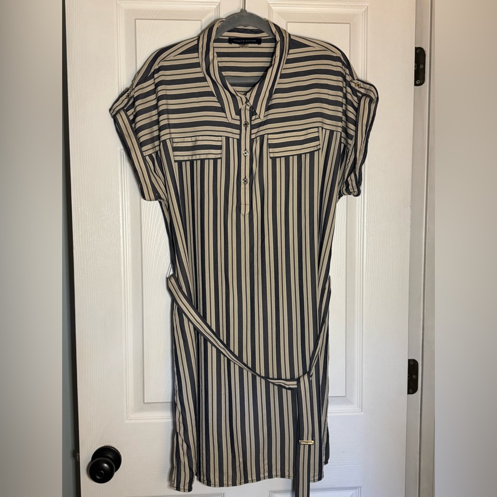 Tommy Hilfiger Women’s Popover Tie Waist Utility Shirt Dress Size 18